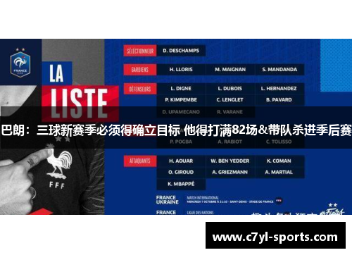 巴朗：三球新赛季必须得确立目标 他得打满82场&带队杀进季后赛